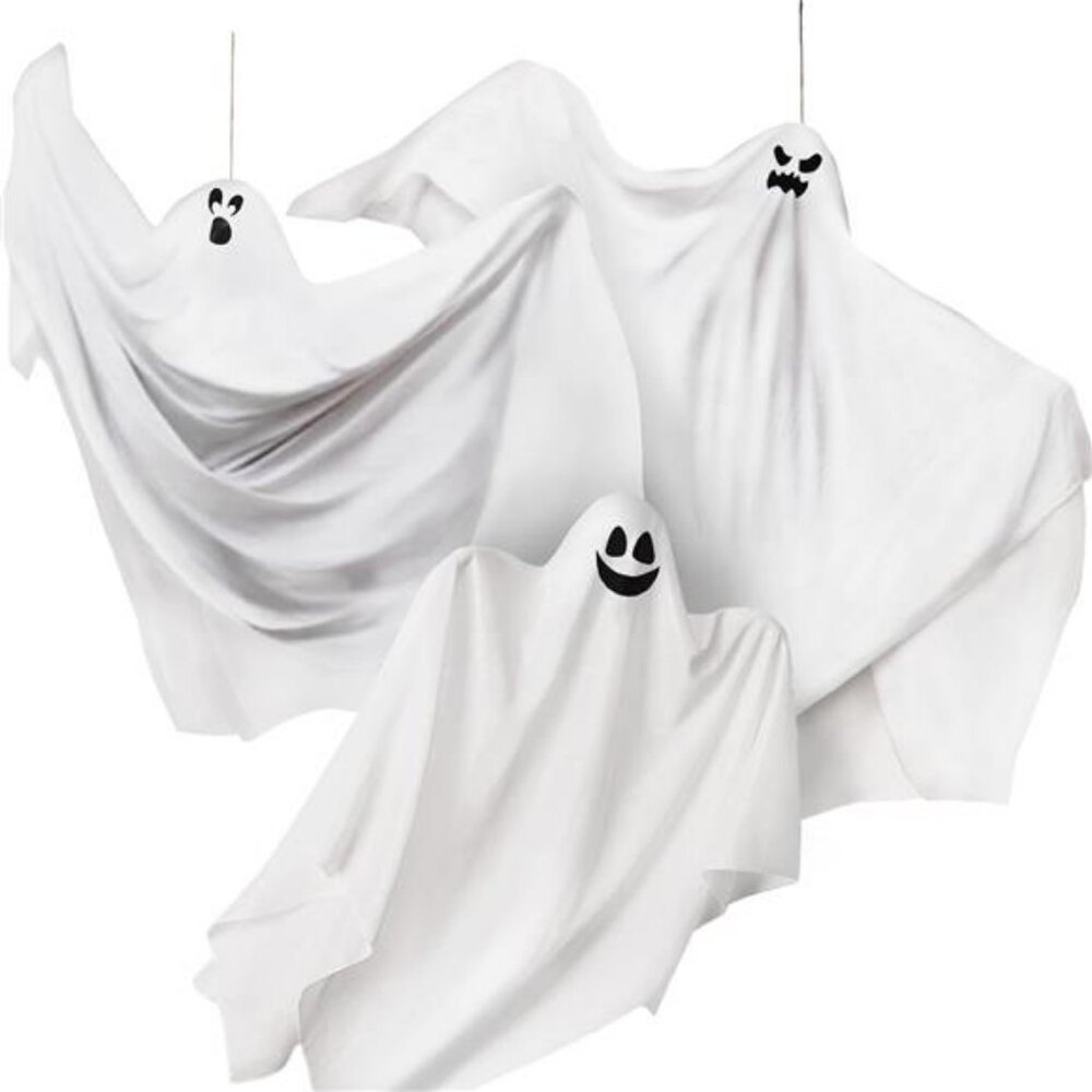 Halloween Hanging Ghosts(3 Pack, Mix Size) for Halloween Decor Cute Flying Ghost